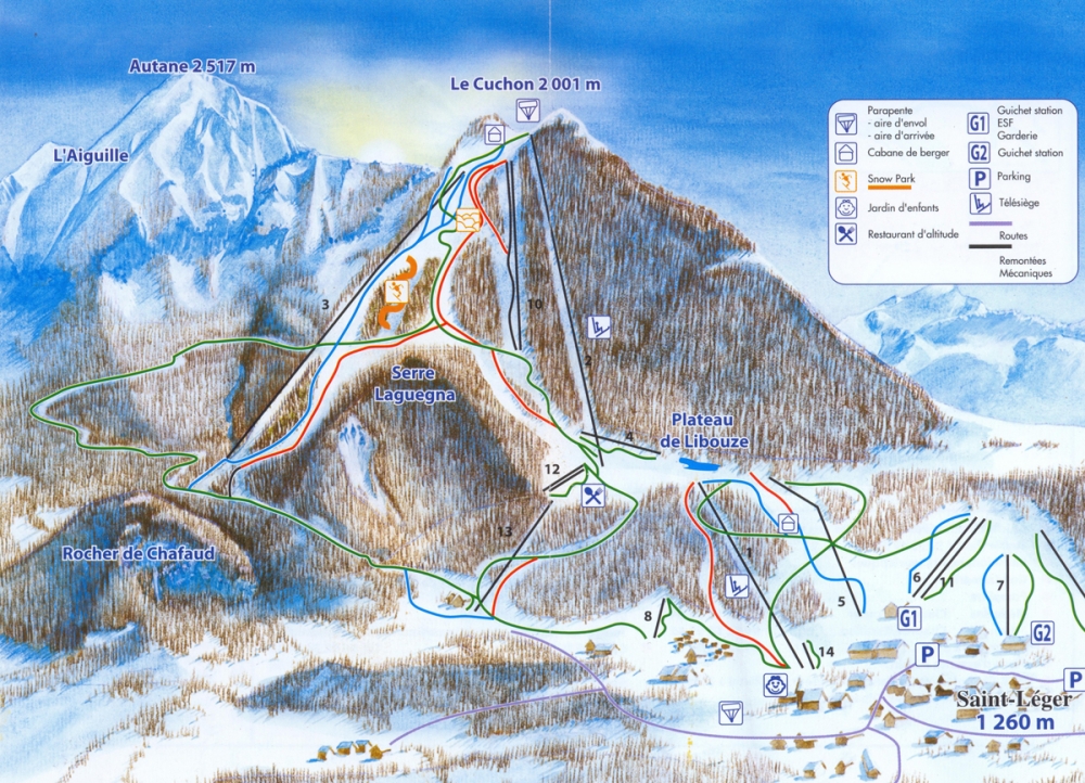 Carte pistes Saint Léger Mélezes Hautes Alpes