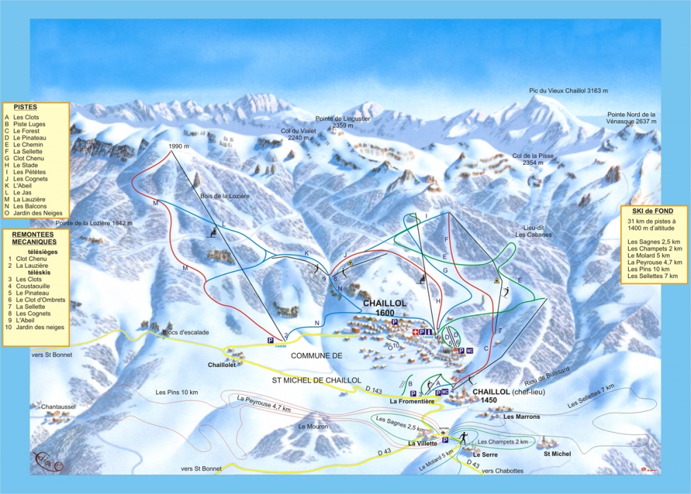 carte pistes ski à chaillol