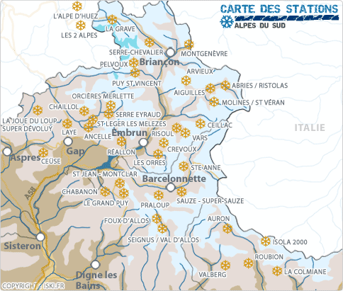 carte station de ski alpes